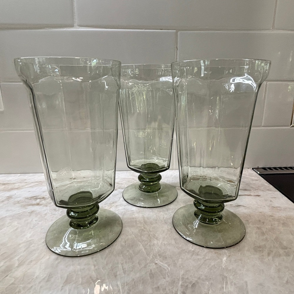 Vintage LENOX USA Green Stem Wine Glasses Set of 6 Two Styles Hand Blown Goblets - Picture 2 of 12
